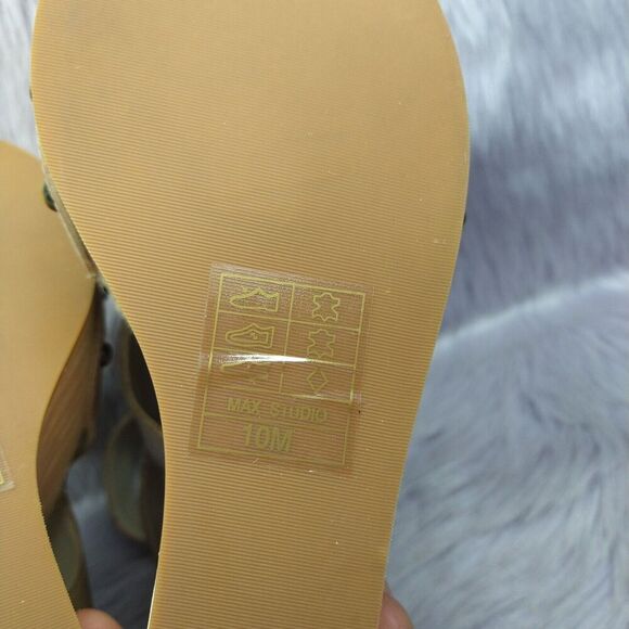 Max Studio Foal Leather Wedge Booties Platform Sandals Womens Size 10 Beige Stud - Picture 9 of 13